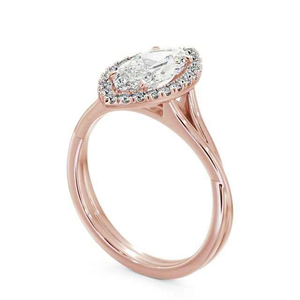 Anillo de compromiso con halo de diamantes de corte marquesa cultivados en laboratorio de alta calidad, banda de boda vintage retorcida para fiesta, joyería de moda. - Product Image 4