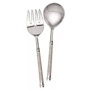 Handcrafted Stainless Steel <b>Salad</b> <b>Server</b> Set Engraving Design Handle Kitchen Dining Serving Utensils for Party Table Home - Product Image 4