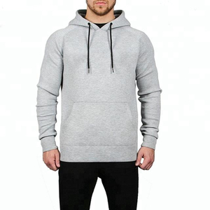 OEM Men's Heather <b>Grey</b> Pullover Hoodie Long Sleeve 100% Cotton Fleece Casual Winter Sports Design Long Solid Plain Dyed - Product Image 1