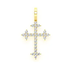Wedding Gift Fine Jewelry 0.45 CTS and 10 Grams Iced Out Three point Cross Moissanite Diamond Pendant at Competitive Price