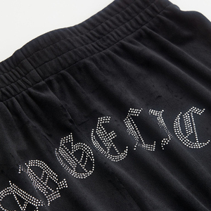 Sudadera con capucha y cremallera con logotipo personalizado Oem, cintura elástica, piernas rectas, pantalones para correr, chándal de terciopelo con diamantes de imitación para mujer - Product Image 4