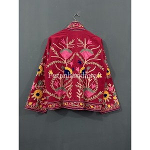 Suzani de algodón étnico único para mujer bordado a mano estilo bohemio acolchado de punto Otoño Invierno Chaqueta corta diseño bohemio - Product Image 5