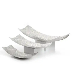 ชุดจานชุบเงิน/ทอง3ชุดสำหรับงานปาร์ตี้โรงแรม-ของตกแต่งโต๊ะถาดเสิร์ฟอาหารยุโรปรอมฎอน - Product Image 1