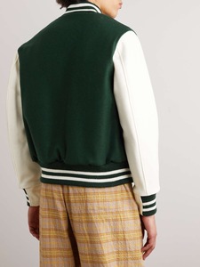 Chaqueta de béisbol universitaria de alta calidad para hombre, pecho de lana de invierno con mangas de cuero, abrigo universitario de buena calidad - Product Image 3