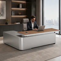 Bureau de direction moderne avec tiroirs, finition bois, MDF, bureau informatique pour manager, gestion des câbles, pour bureau à domicile, 1,6m-2,6m