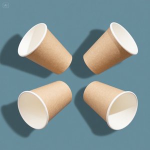 Gobelet en papier brun écologique avec design en relief blanc 8 oz 100 paquets jetables et élégants - Product Image 5