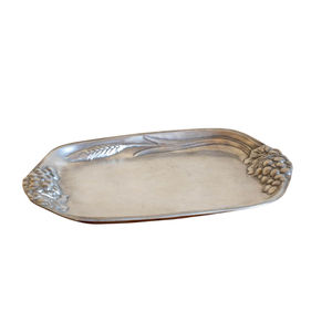 Plato de Servir de Metal de Aluminio de Alta Calidad, Diseño Único de Uvas, Vajilla de Metal, Estilo Elegante Hecho a Mano, Plato Decorativo para Cocina - Product Image 1