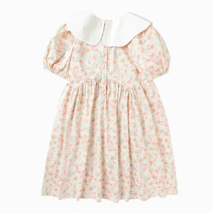 OEM ODM niñas algodón sólido respetuoso con el medio ambiente lindo Puff manga cuello cuadrado verano A-Line vestido fábrica al por mayor niños moda - Product Image 2