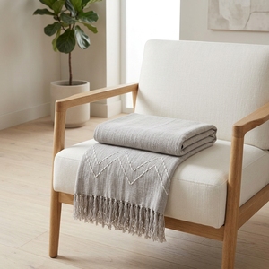 Zigzag Throw Grey Woven Soft Fabric Solid Long Lightweight Decorative Throw Blanket Home Textile Scarves <b>Shawls</b> Sofa Bed - Product Image 4