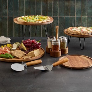 Grand plateau de service en bois d'acacia fait à la main, plateau décoratif rectangulaire pour table basse de salon pour affichage de bougies alimentaires - Product Image 2