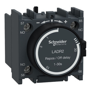 Pour SCHNEIDER ELECTRIC LADR2 TeSys D, bloc de contacts auxiliaires temporisés, 1 NO + 1 NC, bornes à vis, minuteurs - Product Image 1