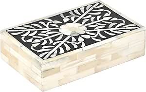 Boîte de rangement de bijoux en incrustation d'os floral coffre à bijoux en incrustation d'os fait à la main Design du patrimoine royal pour boîte d'emballage de bijoux - Product Image 3