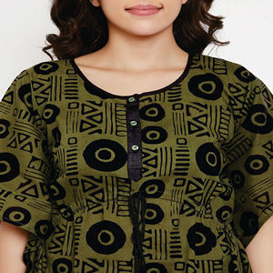 Fabricación Comfort Fit 100% Algodón Draw String Cintura Medias mangas Mehndi Dot Batik Hand Block Kaftan - Product Image 6