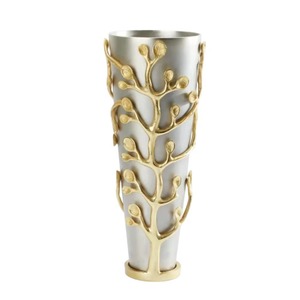 Elegante Jarrón de Plata Martillada con Detalles de Flores Blancas para Decoración del Hogar, Sala de Estar y Mesa, Estilo Indio - Product Image 6