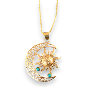 Nuevo Collar con Colgante de Sol y Luna Estilo Boho de Alta Calidad, Collares Vintage de Latón para Mujer, Chapado en Oro de 18k, Joyería Celestial, Venta al por Mayor/OEM - Product Image 2