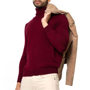 Pull-over à manches longues à col haut personnalisé pour hommes tricots en coton grande taille à la mode pour l'hiver décoration de logo solide - Product Image 2