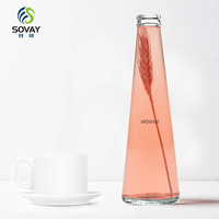 Vente en gros de bouteilles vides en verre coniques de 250ml 330ml bouteilles en verre de jus de café infusé à froid avec bouchon en aluminium