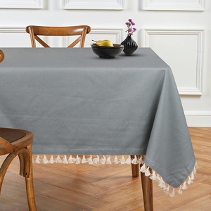 Fabricant indien YA TISSU 100% Coton Textile de Maison Tissé Nappe Gris Foncé Teint Uni 150X220 cm 190 Gsm - Product Image 1