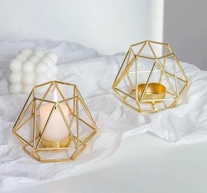 European Style Iron Hexagon <b>Tea</b> <b>Light</b> Candle Holder Romantic Simple Home Decoration with Digital Printing Candle Stand - Product Image 1