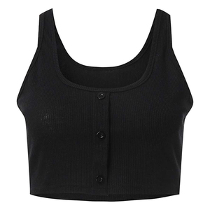 Top corto para mujer, viaje diario, fiesta, verano, sin costuras, Sexy, sin mangas, informal, manga corta, cuello alto, Top de punto acanalado, manga corta, Nave - Product Image 6