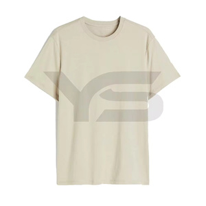 Vente en gros 100% coton T-shirt à col rond de haute qualité 250 Gsm Street Style col rond coupe ajustée décontracté Logo personnalisé solide court personnalisé - Product Image 6