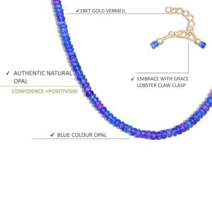 925 Sterling Silver Natural Blue Opal <b>Beaded</b> <b>Necklace</b> for Women 16-Inch Fine <b>Beaded</b> Jewelry Birthstone Gift for Wedding - Product Image 2