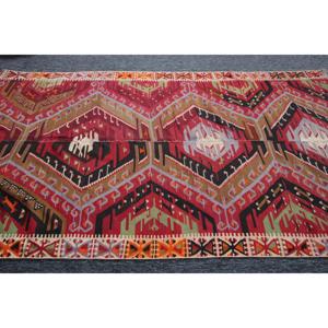 Vintage <b>Rug</b>, 5.5x8.9 ft Area Turkish <b>Rug</b>, Kilim <b>Rainbow</b> <b>Rainbow</b> Geometric <b>Rug</b> - Product Image 4
