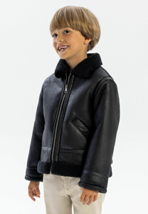 เสื้อแจ็คเก็ตหนังสำหรับเด็กผู้ชายเด็กผู้หญิงเสื้อแจ็กเก็ตหนังสุดเท่มาใหม่ล่าสุดเข้า2026ใส่สบายมีสไตล์ทนทานคอตั้งด้านหน้า - Product Image 2