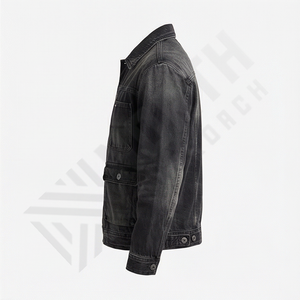 Chaqueta Vaquera de Moda para Hombre 2025, Logotipo Personalizado, Color Negro Sólido, Cuello Alto, Estilo con Botones, Corte Ajustado, Estilo Informal - Product Image 3