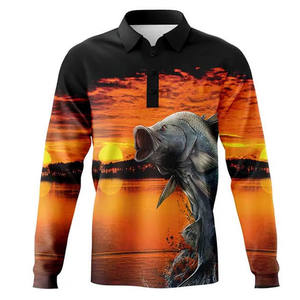 Polo de pêche à manches longues en tissu respirant pour la pêche, la randonnée, les sports de plein air, polos - Product Image 1