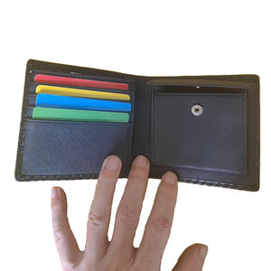 กระเป๋าสตางค์หนังแท้บุโพลีเอสเตอร์สำหรับผู้ชายไซส์ใหญ่ ป้องกัน RFID ด้วยคาร์บอนไฟเบอร์ ดีไซน์เนอร์ กระเป๋าใส่เหรียญและเงินสด - Product Image 3