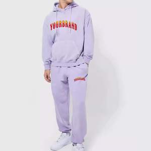 Ensemble de survêtement surdimensionné en coton respirant uni personnalisé OEM pour l'hiver, 2 pièces, sweat-shirt à capuche et pantalon de survêtement pour hommes - Product Image 3