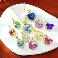 Breloques papillon zircon cubique coloré étincelant plaqué or 18 carats mignon petit Micro pavé CZ papillon pendentifs collier bijoux