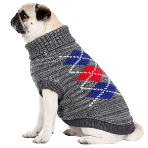 Suéter para Perro Gris Diamante, Suave y Cálido, Jersey para Mascotas, Ropa de Punto Acogedora para Invierno, para Perros Pequeños y Medianos, Diseño Clásico y Elegante - Product Image 3