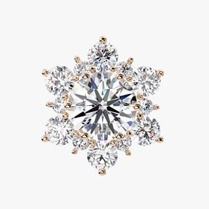 Flower Design Round Lab Grown Diamond Stud <b>Earrings</b> 14K Gold for Women Stylish Jewelry Gift Idea - Product Image 3