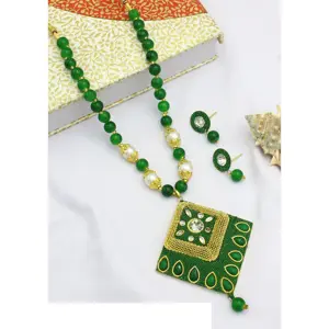 Schmuckset beste Qualität Kundan Stein kleine Perlen arbeiten indische traditionelle Imitation Halskette Set Ohrringe Mode Halskette