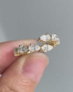 Anillo de Compromiso Clásico de Diseño Abierto con Diamante Cultivado en Laboratorio de Corte Pera, Regalos de Aniversario de Bodas para Mujer, Oro de 14k - Product Image 2