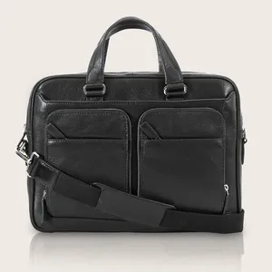 High Quality Laptop Bag Black Genuine Vintage Leather Bag for Men 15"laptop sleeves Leather Briefcase for Men