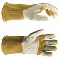 Guantes de soldadura de cuero de vaca, para jardinería, estufa de madera, resistentes al calor, diseño OEM de la mejor calidad