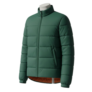 Winter Proof Insulated Canvas Puffer <b>Jacket</b> with Full Zip Closure Hooded Design Windproof and Weather Resistant Fabric - Product Image 1