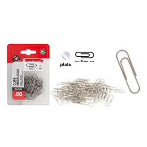 80U argento metallo ufficio morsetto 33mm PVC acciaio e magnete per uso cancelleria - Product Image 1
