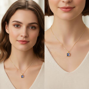 Colgante Cuadrado de Plata de Ley 925 con Piedra Lunar Arcoíris, Chapado en Oro, Bonito Regalo de Joyería para Dijes y Colgantes Finos - Product Image 6