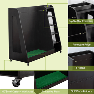 Support de rangement pour sacs de golf en bois noir pour garages et étagères, neuf - Product Image 1