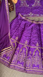 Tela de satén Malay para mujer, tejido bordado para fiesta, Choli, Lehenga Choli, India y pakistaní, color púrpura - Product Image 5