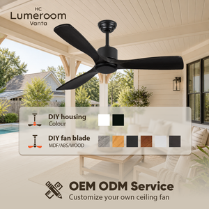USA In Stock 52 Inch Solid Wood Blade <b>Ceiling</b> <b>Fan</b> Black No Light with Reversible DC Motor and <b>Remote</b> <b>Control</b> - Product Image 4