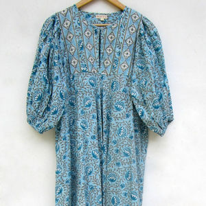 2023 Wholesale Collection Floral Tie Dye Kaftan <b>Dress</b> with V-Neck Half Sleeves Rayon Fabric <b>Loose</b> <b>Fitting</b> Side Slit for Spring - Product Image 1