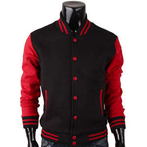 Chaqueta para hombre Chaqueta universitaria de béisbol con mangas de cuero negro Chaqueta universitaria vintage con mangas de cuero para hombre OEM - Product Image 5