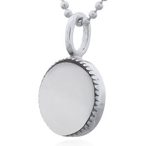 Elegant Circular 925 Silver MOP Pendant with Serrated Bezel - Product Image 2
