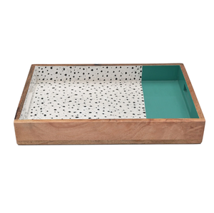 Bandeja de servicio de madera de mango con estampado de terrazo de latón AK con asa en multicolor de gran capacidad para decoración de hoteles y restaurantes - Product Image 2