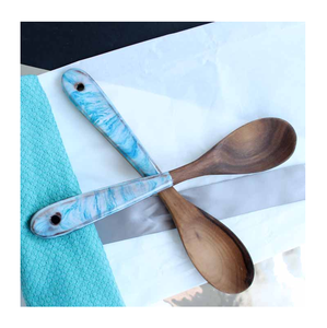 Cuillère en bois et résine crème glacée Design moderne et tendance ensemble de cuillères à dessert en résine et bois prix de gros - Product Image 6